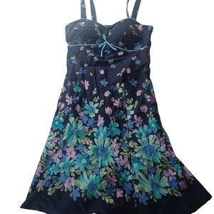 R&K Originals‎ Dress Womens Small Blue Floral Sleeveless Lined Sundress